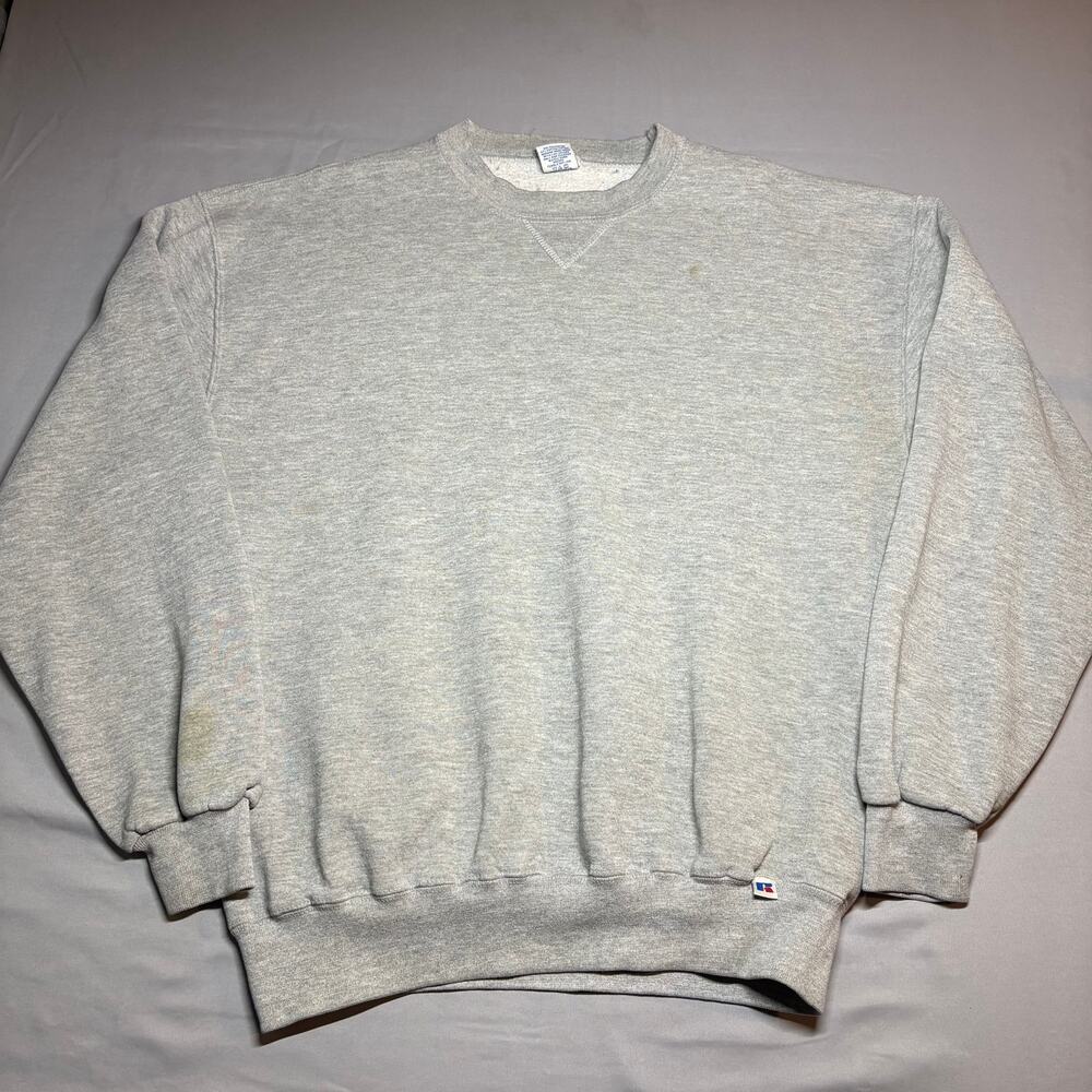 Vintage russel athletic heather gray blank crewneck sweatshirt
